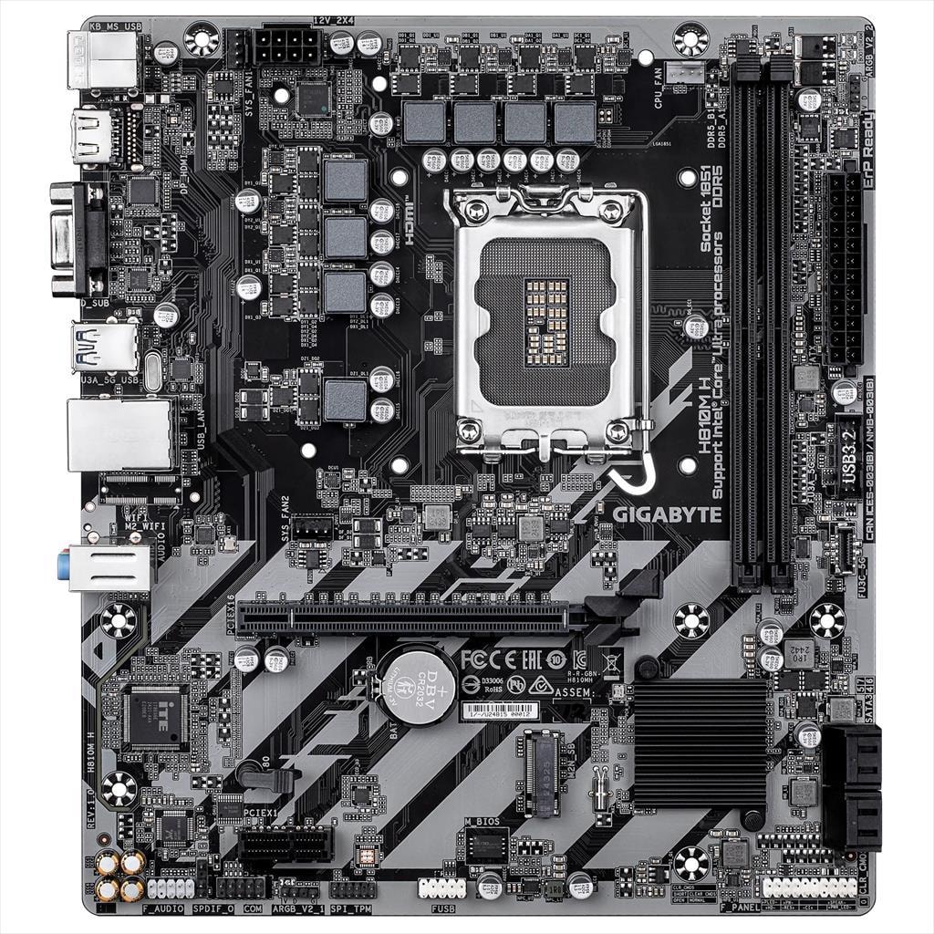 MB 1851 H810M-H ASROCK, 2xDDR5 6400MHz, M.2, HDMI, PCIex16 4.0, PCIex1, 4xSATAIII, 4xUSB3.2Gen1, 7.1 ChannelsMB 1851 H810M-H ASROCK, 2xDDR5 6400MHz, M.2, HDMI, PCIex16 4.0, PCIex1, 4xSATAIII, 4xUSB3.2Gen1, 7.1 Channels