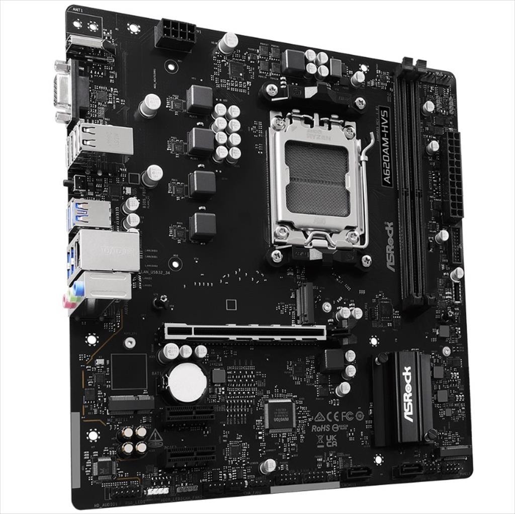 MB AM5 A620AM-HVS ASROCK, 2xDDR5 6800Mhz, 1xPCIex16 4.0, 2xPCIex1, 2x M.2, HDMI, VGA, 2xSATAIII, 90-MXBSR0-A0UAYZMB AM5 A620AM-HVS ASROCK, 2xDDR5 6800Mhz, 1xPCIex16 4.0, 2xPCIex1, 2x M.2, HDMI, VGA, 2xSATAIII, 90-MXBSR0-A0UAYZ
