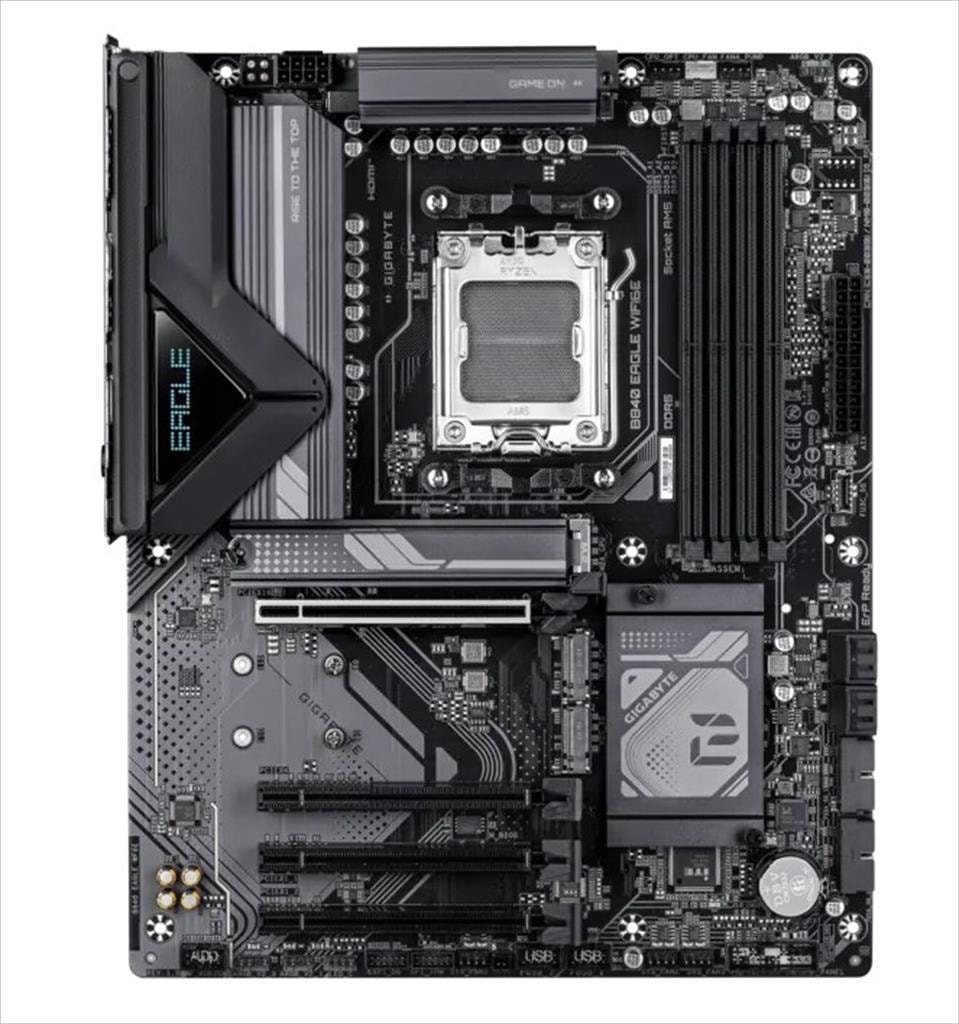 MB AM5 B840 EAGLE WIFI6E GIGABYTE 4xDDR5 8200Mhz (O.C), HDMI, DP, 1x PCI-Ex16 4.0,2x PCI-Ex4 3.0,1x PCI-Ex1 3.0 3xM.2,4xSATA3, 2.5G LAN, Wi-Fi 6E,BT 5.3