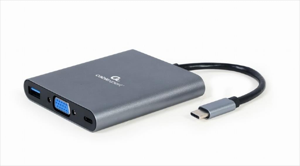 DOCKING STATION TYPE-C 6 in1, HDMI / USB 3.0 / VGA/ Type-C PD max 60W/ 3.5mm/ SD/microSD card reader/CABLEXPERT/ Space gray/ A-CM-COMBO6-01