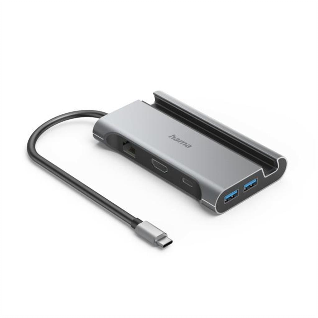DOCKING STATION TYPE-C 7 in1, HDMI / 3 x USB 3.1 Gen 1 / 2xType-C (PD 100W)/ GBLan / GRAY/ HAMA 200143