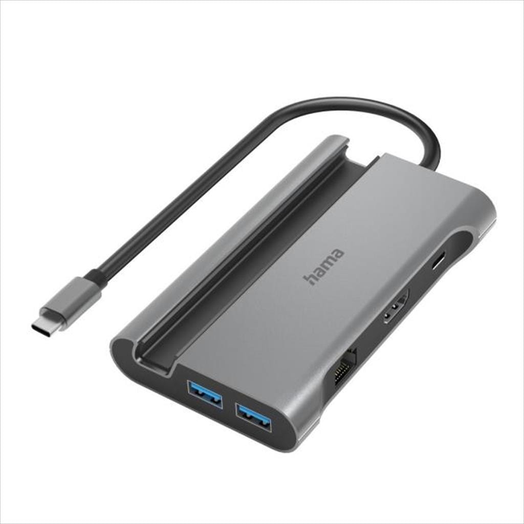 DOCKING STATION TYPE-C 7 in1, HDMI / 3 x USB 3.1 Gen 1 / 2xType-C (PD 100W)/ GBLan / GRAY/ HAMA 200143