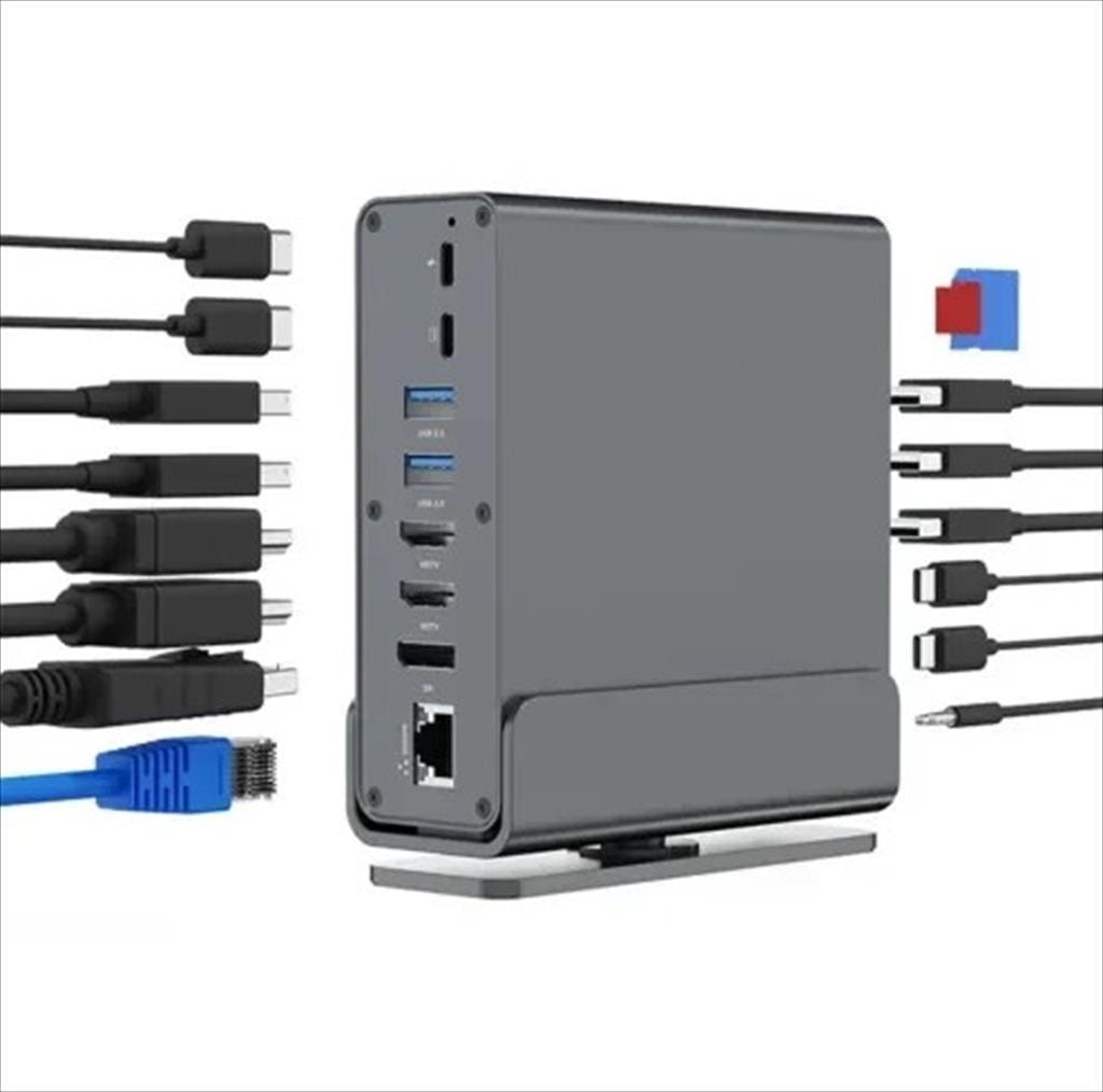 DOCKING STATION TYPE-C 15 in1 2xHDMI, DP, RJ45, 2xUSB 2.0, USB-C PD 100W, USB-C Data Port, USB-C 5Gbps, USB-C 10Gbps, USB 3.0 5G, 2xUSB 3.0 10G, MicroSD/SD card reader, 3,5mm audio,CABLEXPERT, A-CF-COMBO15-01