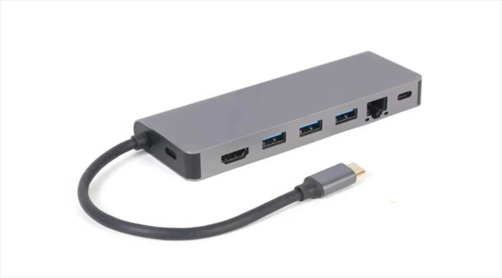 DOCKING STATION TYPE-C 5 in1, HDMI / 3x USB 3.1 / RJ45/ Type-C PD max 100W/  Card reader/CABLEXPERT/ Space gray/ A-CM-COMBO5-05