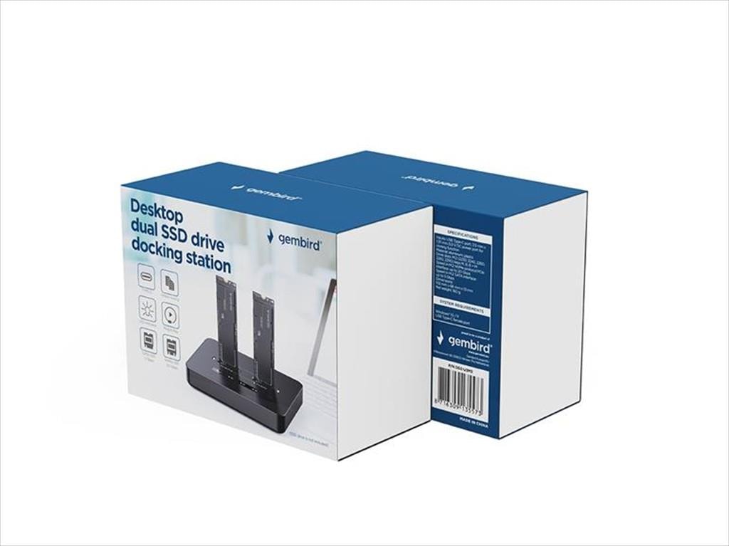 SSD M.2 NVMe and SATA DOCKING STATION GEMBIRD, USB Type-C 3.2 Gen 2x2, Black, DD2-U3M2