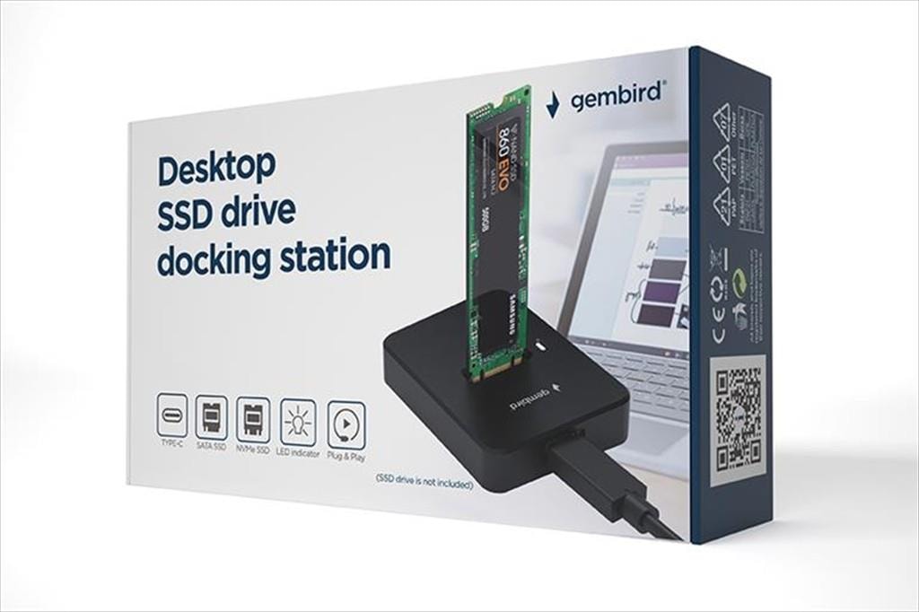 SSD M.2 NVMe and SATA DOCKING STATION GEMBIRD, USB Type-C, Black, DD-U3M2