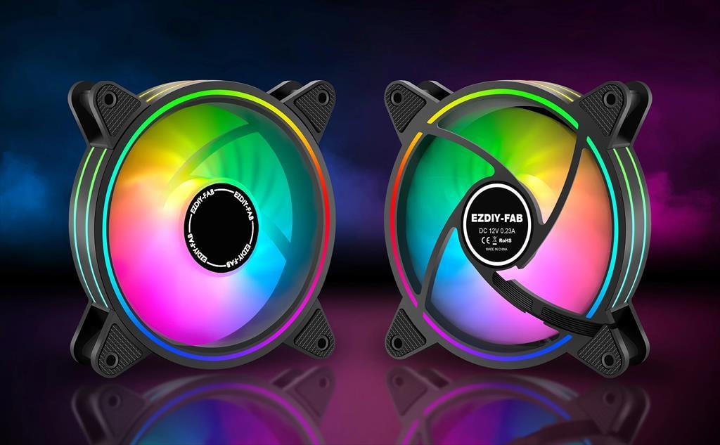 COOLERS CASE FAN 3x120mm EZDIY-FAB MOONLIGHT Black, PWM, 1300 RPM, w/Controller HUB-X and remote