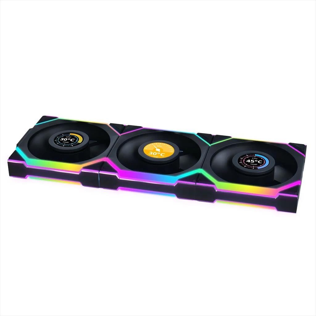 COOLERS CASE FAN 3x120mm LIAN LI UNI FAN SL w/ L-Wireless controller, LCD 120 A-RGB PWM, Black, 12SLLCD1W3B