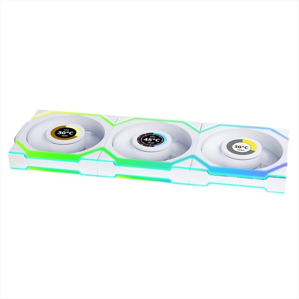 COOLERS CASE FAN 3x120mm LIAN LI UNI FAN SL w/ L-Wireless controller, LCD 120 A-RGB PWM, White, 12SLLCD1W3W