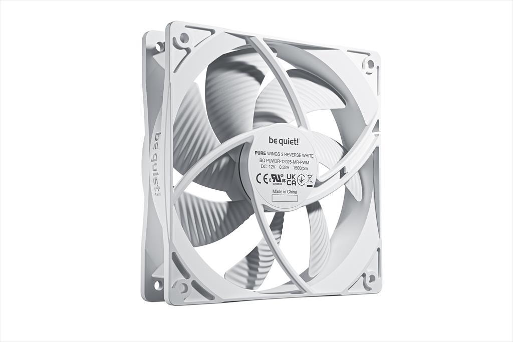 COOLERS CASE FAN 120mm BE QUIET! PURE WINGS 3 PWM  Reverse 1500rpm, 3-Pack,White BL136