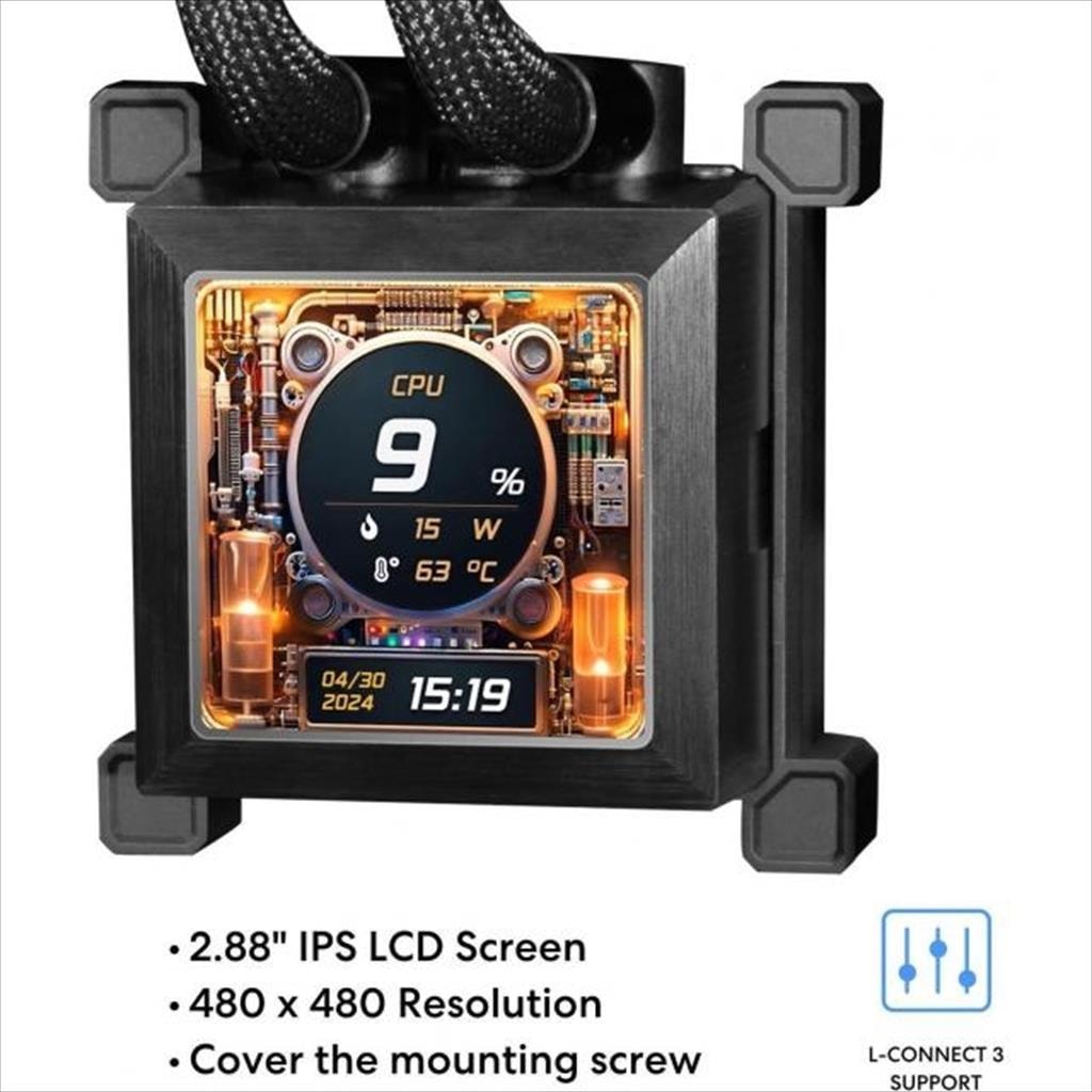 COOLERS CPU AIO LIAN LI HydroShift LCD 360S 3x120mm fans, LCD Display 2.88" IPS,Black, GHSLCD36SB