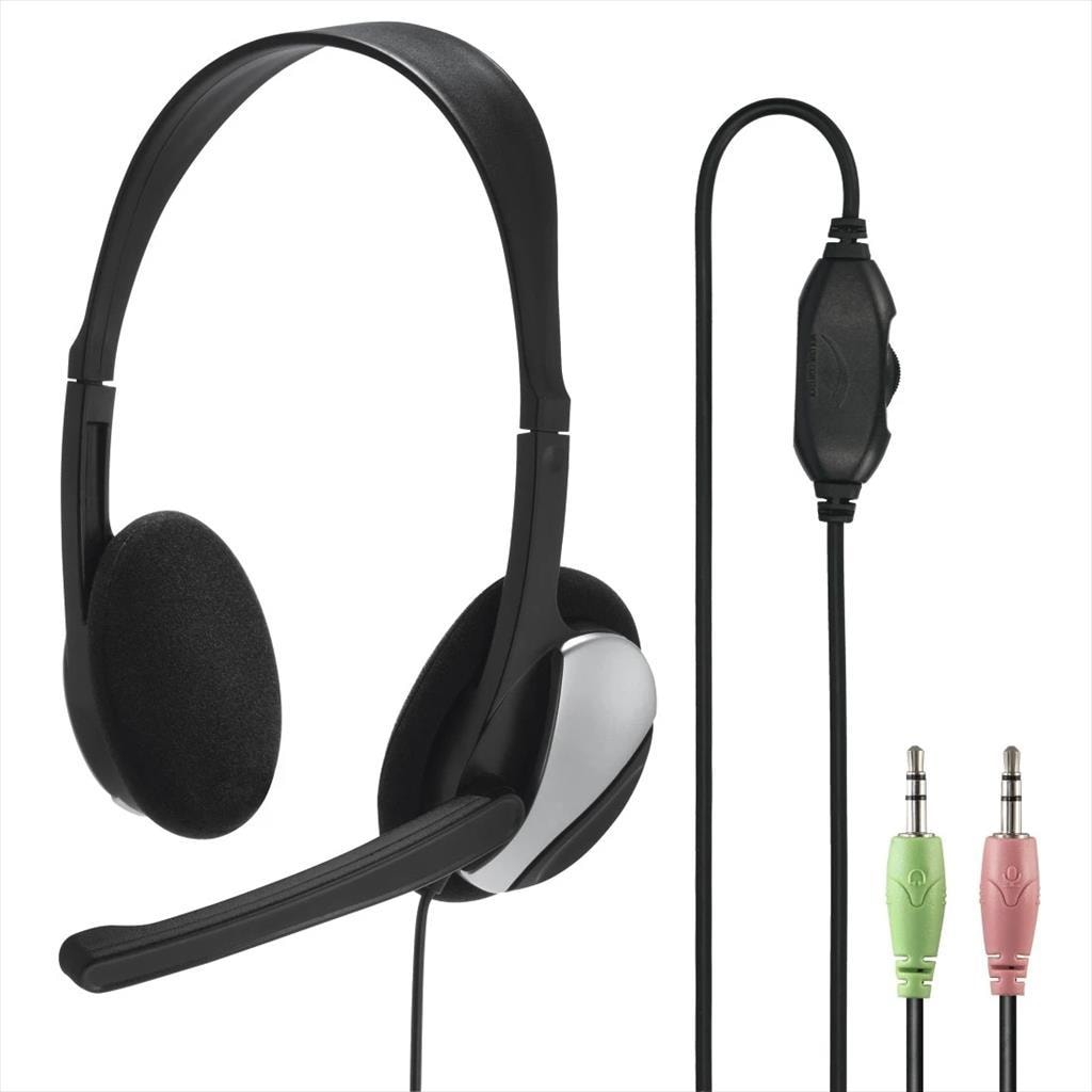 HEADPHONES HAMA HS-P100, w/microphone, 2x3,5mm, Black