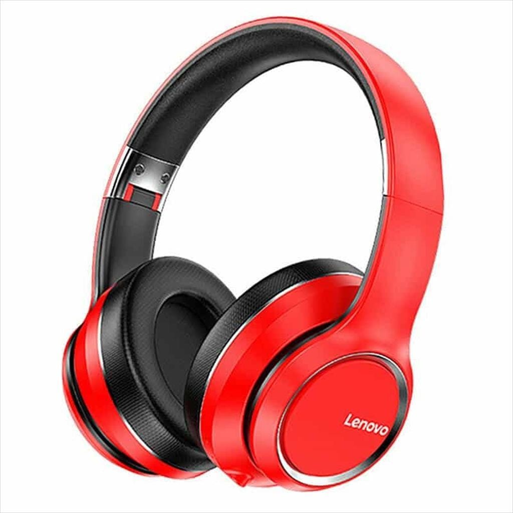 HEADPHONES WIRELESS LENOVO, Bluetooth w/microphone, Red HD200 Foldable