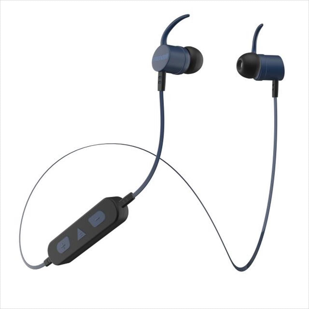 EARPHONES WIRELESS MAXELL BT100 SOLID Neckband Blue, Bluetooth w/microphone