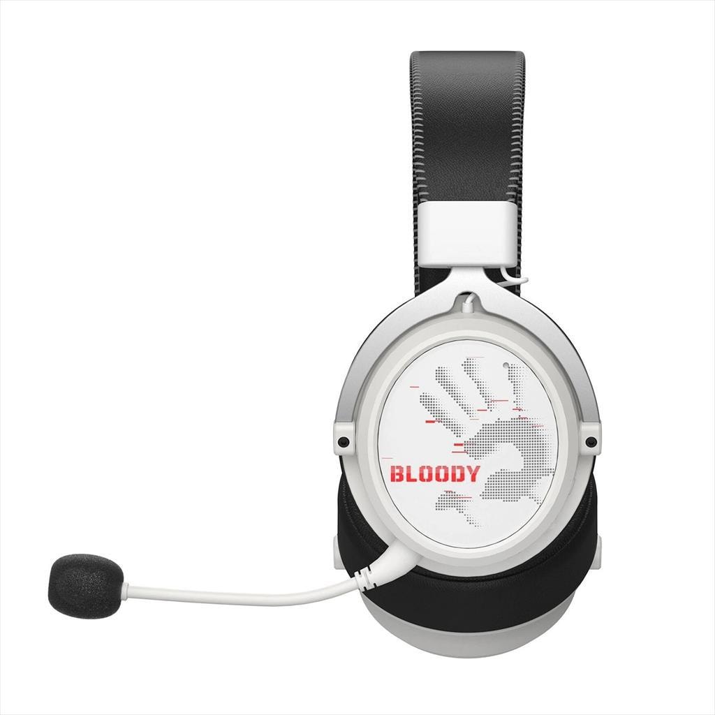 HEADPHONES WIRELESS A4TECH MR590 Bloody Gaming, Detachable mic, RGB, 3.5mm/2.4G,BT 5.3 w/Extension Dock, Sports White