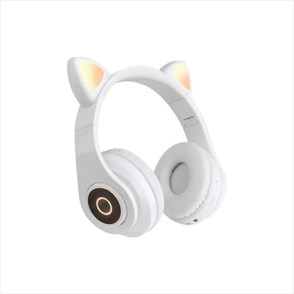 HEADPHONES WIRED EXTRALINK KIDS CAT-EAR PRO, WHITE, FOLDABLE, RGB